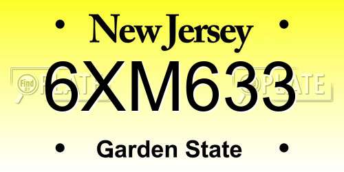 6XM633 New Jersey License Plate