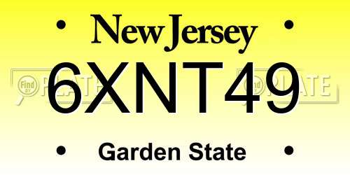 6XNT49 New Jersey License Plate