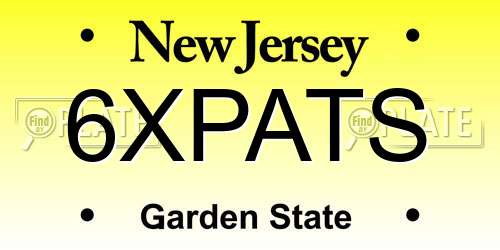 6XPATS New Jersey License Plate