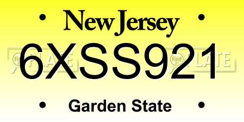 6XSS921 New Jersey License Plate