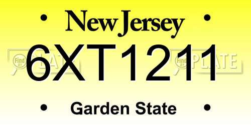 6XT1211 New Jersey License Plate