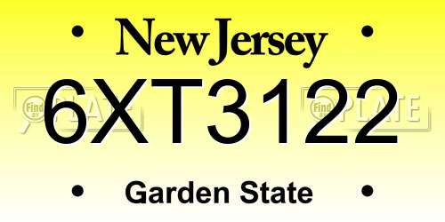 6XT3122 New Jersey License Plate