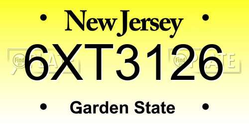 6XT3126 New Jersey License Plate