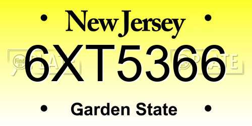 6XT5366 New Jersey License Plate