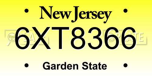 6XT8366 New Jersey License Plate