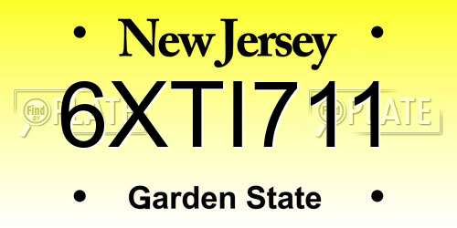 6XTI711 New Jersey License Plate