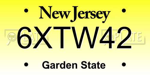 6XTW42 New Jersey License Plate