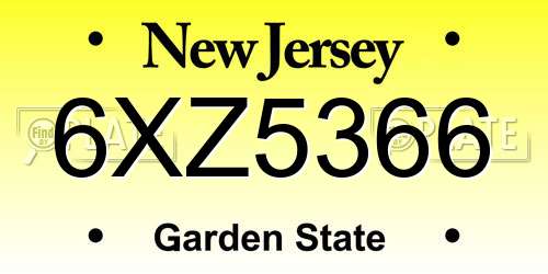 6XZ5366 New Jersey License Plate
