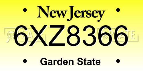 6XZ8366 New Jersey License Plate