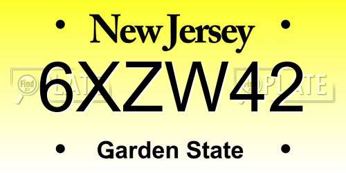6XZW42 New Jersey License Plate