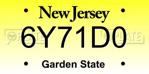 6Y71D0 New Jersey License Plate