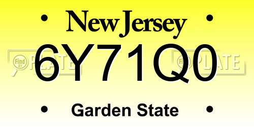 6Y71Q0 New Jersey License Plate
