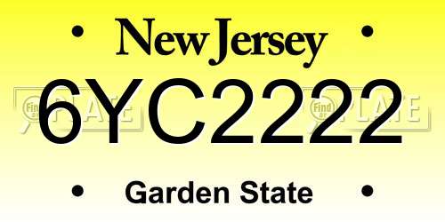 6YC2222 New Jersey License Plate