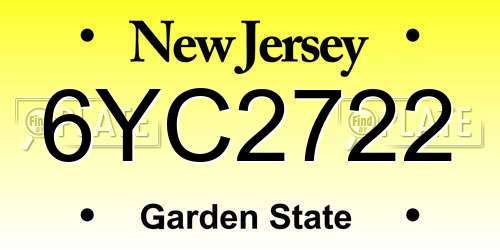 6YC2722 New Jersey License Plate