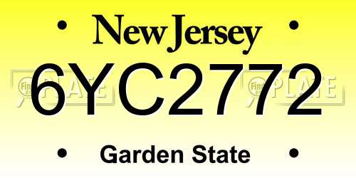 6YC2772 New Jersey License Plate