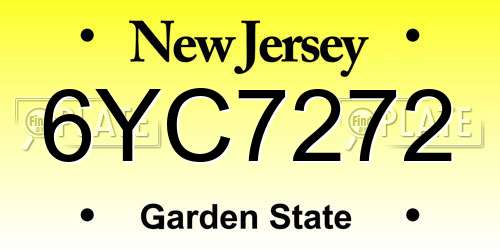 6YC7272 New Jersey License Plate
