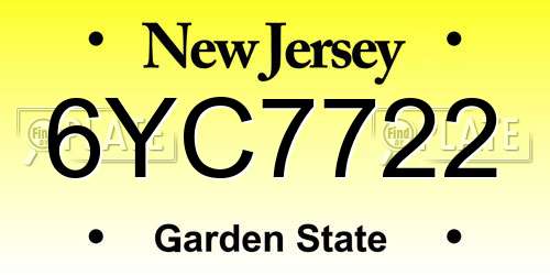 6YC7722 New Jersey License Plate