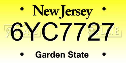 6YC7727 New Jersey License Plate