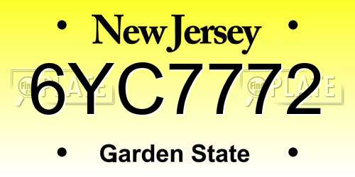 6YC7772 New Jersey License Plate