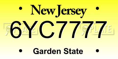 6YC7777 New Jersey License Plate