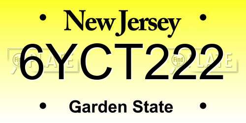 6YCT222 New Jersey License Plate