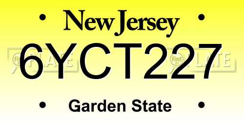 6YCT227 New Jersey License Plate