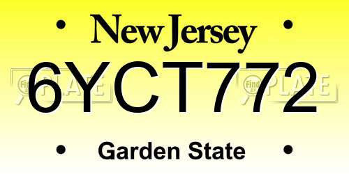 6YCT772 New Jersey License Plate