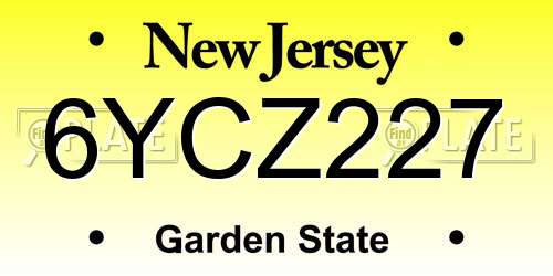 6YCZ227 New Jersey License Plate