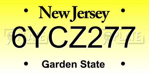 6YCZ277 New Jersey License Plate