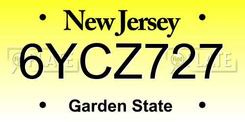 6YCZ727 New Jersey License Plate