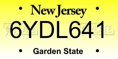 6YDL641 New Jersey License Plate