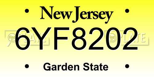 6YF8202 New Jersey License Plate