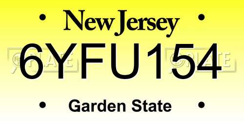 6YFU154 New Jersey License Plate