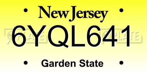 6YQL641 New Jersey License Plate