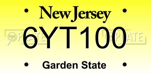 6YT100 New Jersey License Plate