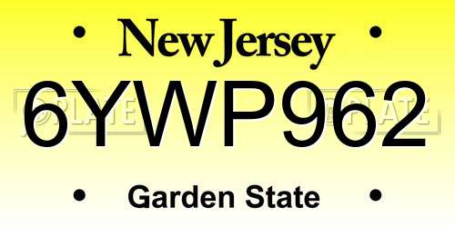 6YWP962 New Jersey License Plate