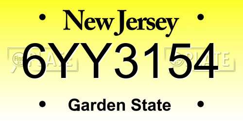 6YY3154 New Jersey License Plate