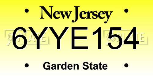 6YYE154 New Jersey License Plate