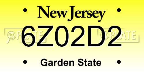 6Z02D2 New Jersey License Plate