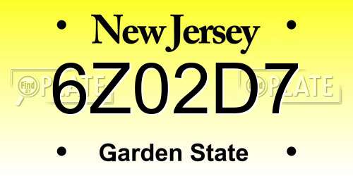 6Z02D7 New Jersey License Plate