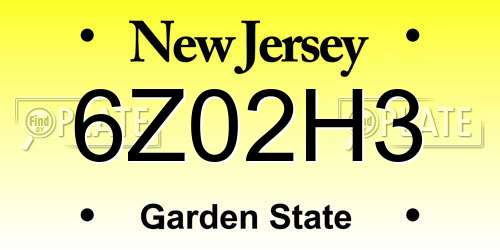 6Z02H3 New Jersey License Plate