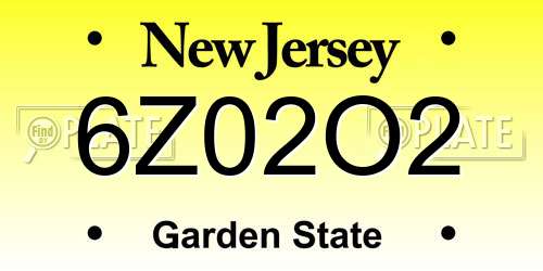 6Z02O2 New Jersey License Plate