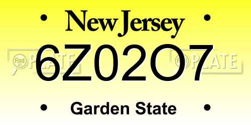 6Z02O7 New Jersey License Plate