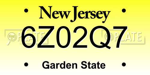 6Z02Q7 New Jersey License Plate