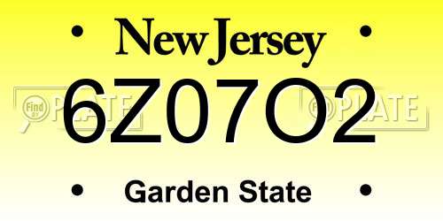 6Z07O2 New Jersey License Plate
