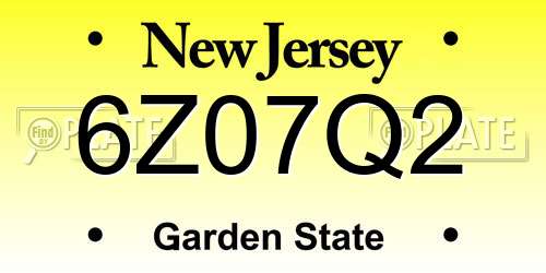 6Z07Q2 New Jersey License Plate