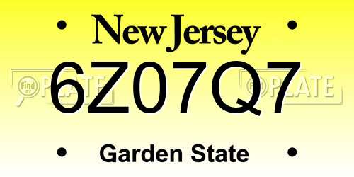 6Z07Q7 New Jersey License Plate