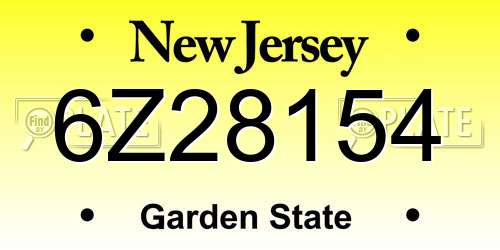 6Z28154 New Jersey License Plate