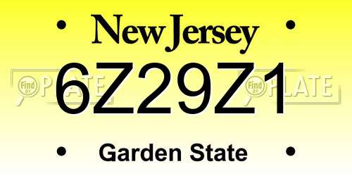 6Z29Z1 New Jersey License Plate