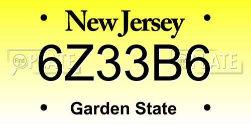 6Z33B6 New Jersey License Plate